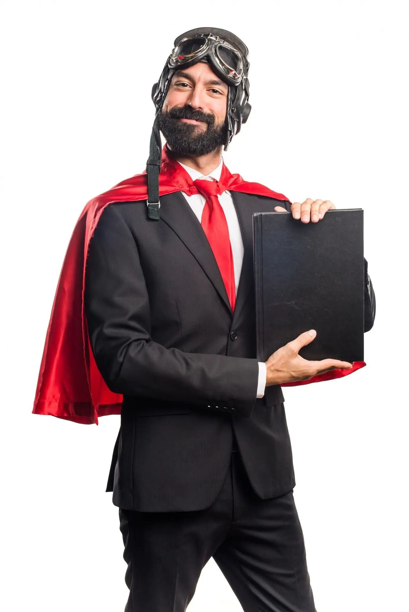 Бизнесмен-супергерой, читающий книгу